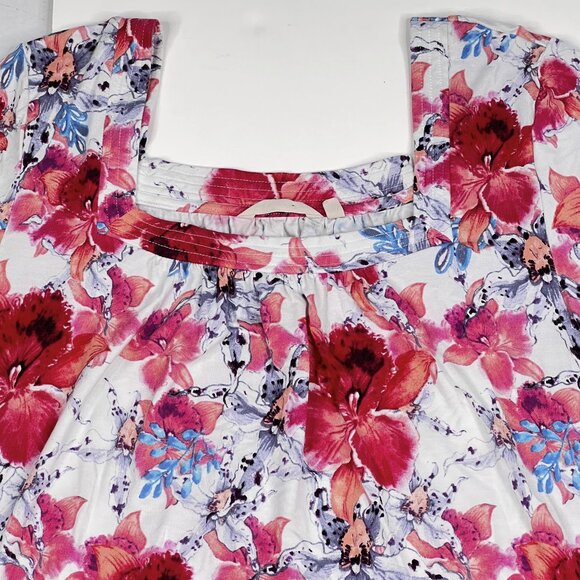 Soft Surroundings Blissful Bamboo Plumeria Floral Nightgown Ladder Trim Hem Sz L - Picture 2 of 9